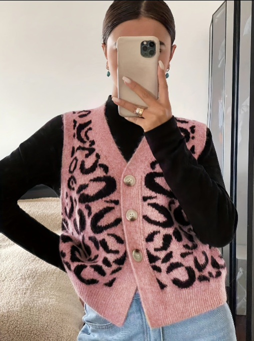 JADE™ - Mysig Leopardmönstrad Tröjväst för Alla Årstider