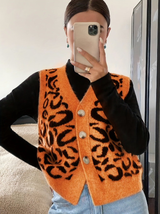 JADE™ - Mysig Leopardmönstrad Tröjväst för Alla Årstider