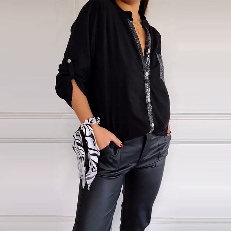 DANICA™ – Blus med paljettdetaljer