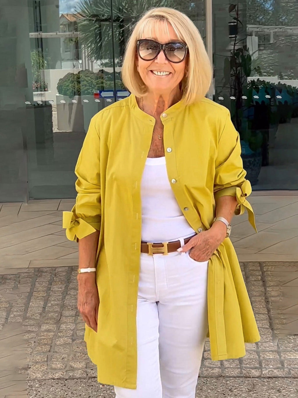 CÉLINA™ – Elegant lång skjortjacka