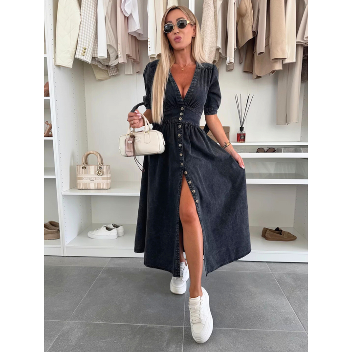 MAELLE™ – Elegant V-ringad Midiklänning