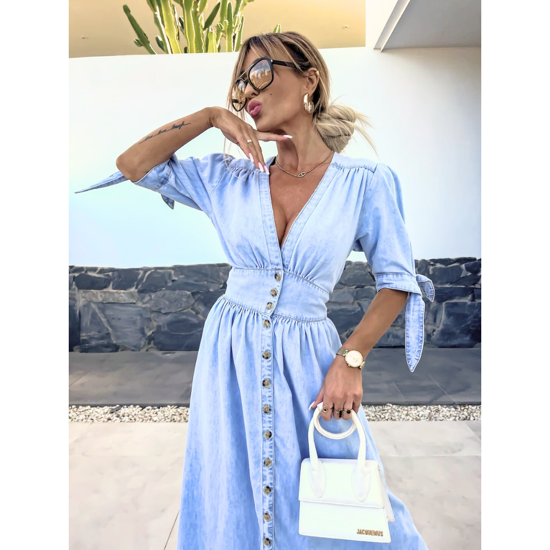 MAELLE™ – Elegant V-ringad Midiklänning