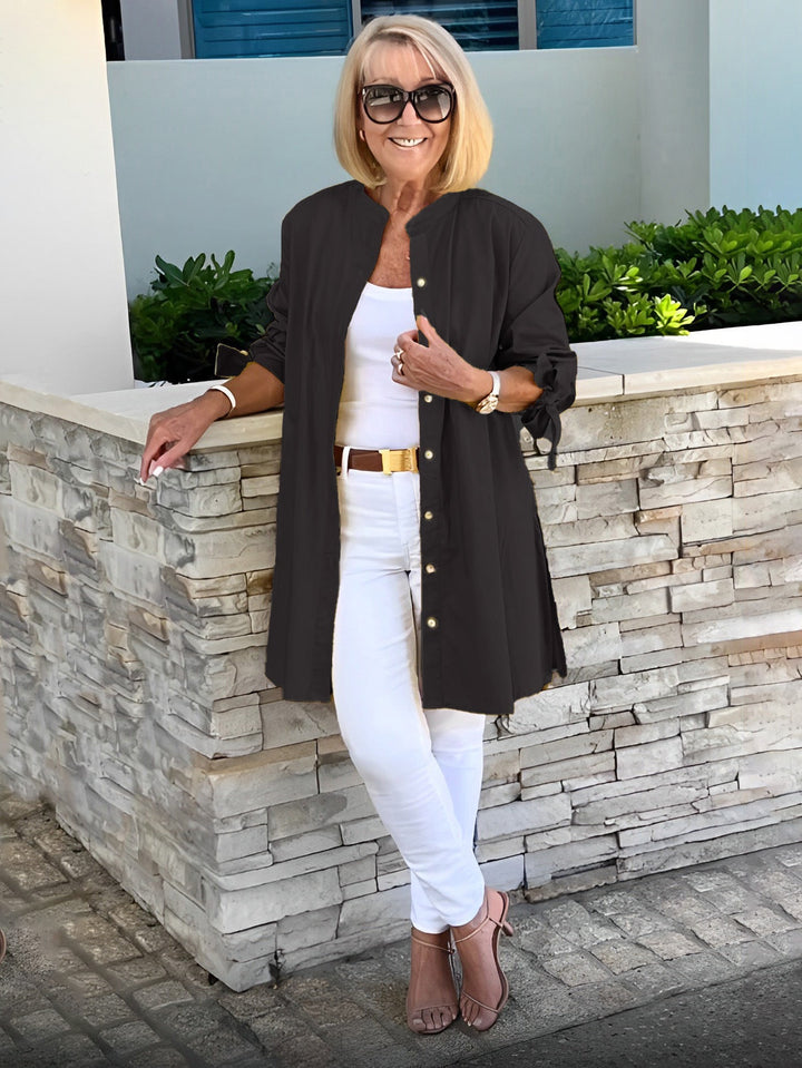 CÉLINA™ – Elegant lång skjortjacka
