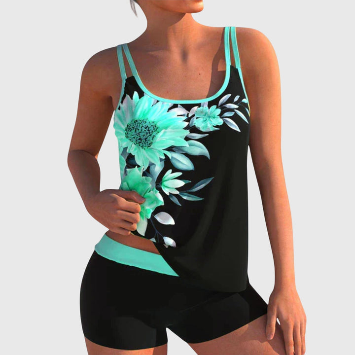 Flor – Floral tankini with shorts, flat tummy effect