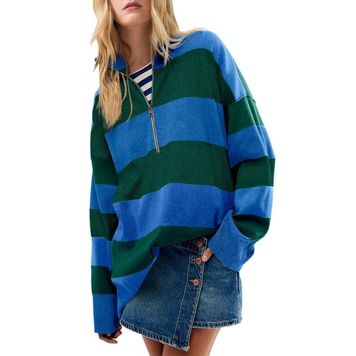 AUTUMN™ - Stilig Översized Polotröja med Halvblixtlås-detalj