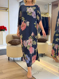 Floral Print Maxi Dress Lightweight Chiffon Comfort