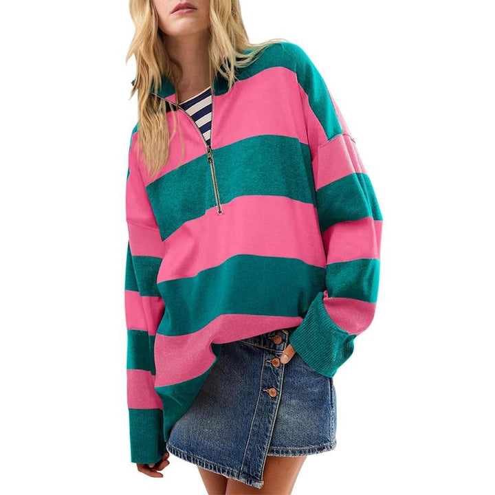 AUTUMN™ - Stilig Översized Polotröja med Halvblixtlås-detalj