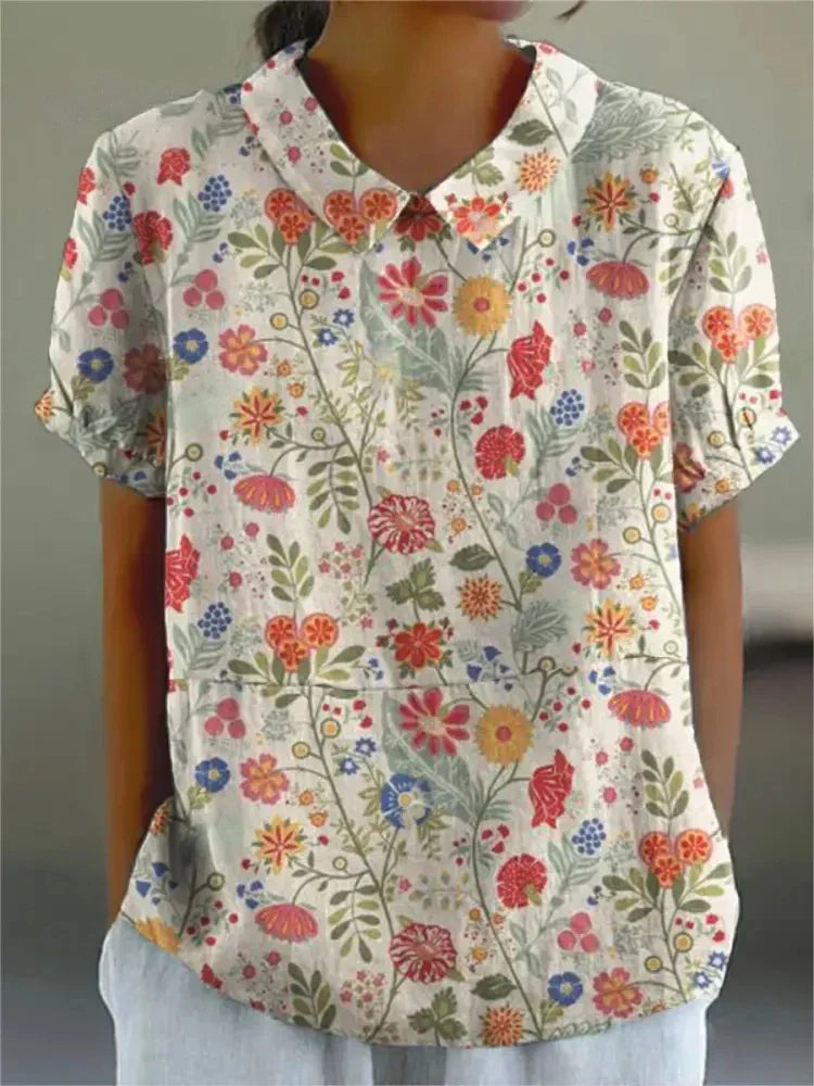 MARLENE™ – Vintagemönstrad Skjorta