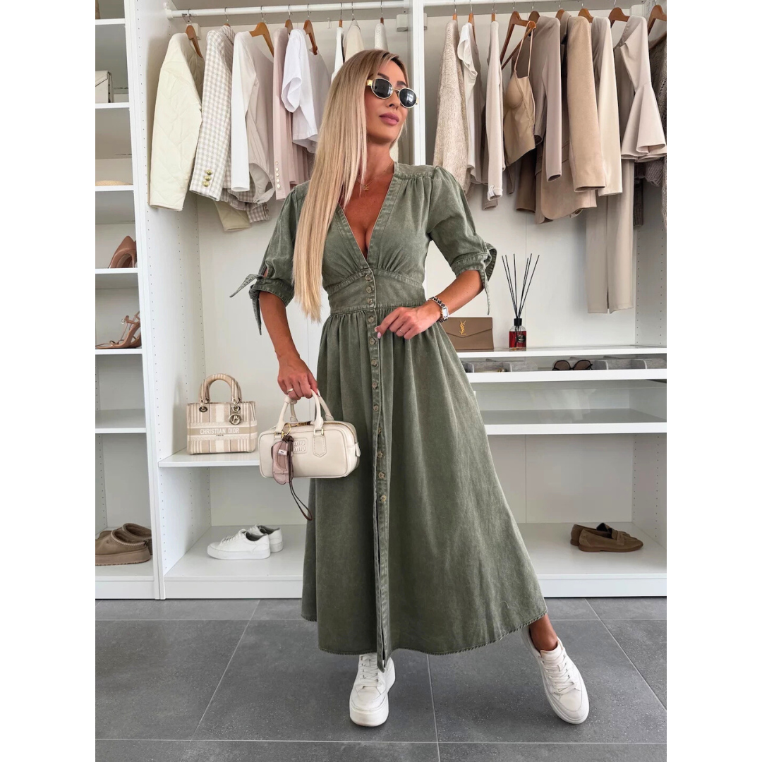 MAELLE™ – Elegant V-ringad Midiklänning