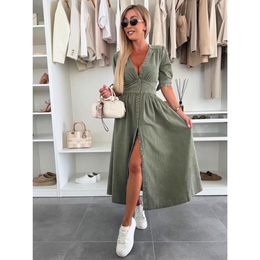 MAELLE™ – Elegant V-ringad Midiklänning