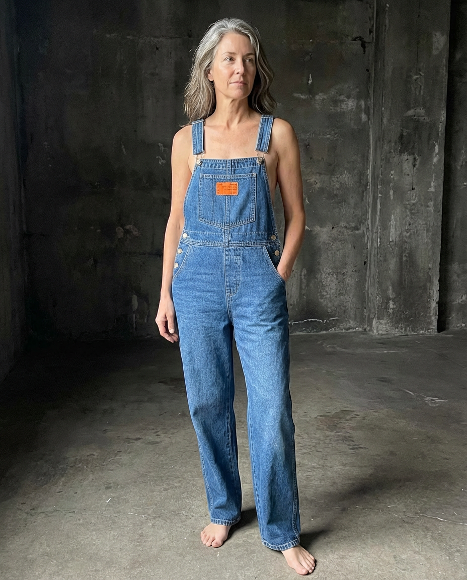 Harper | Raka Ben Denim Hängselbyxa