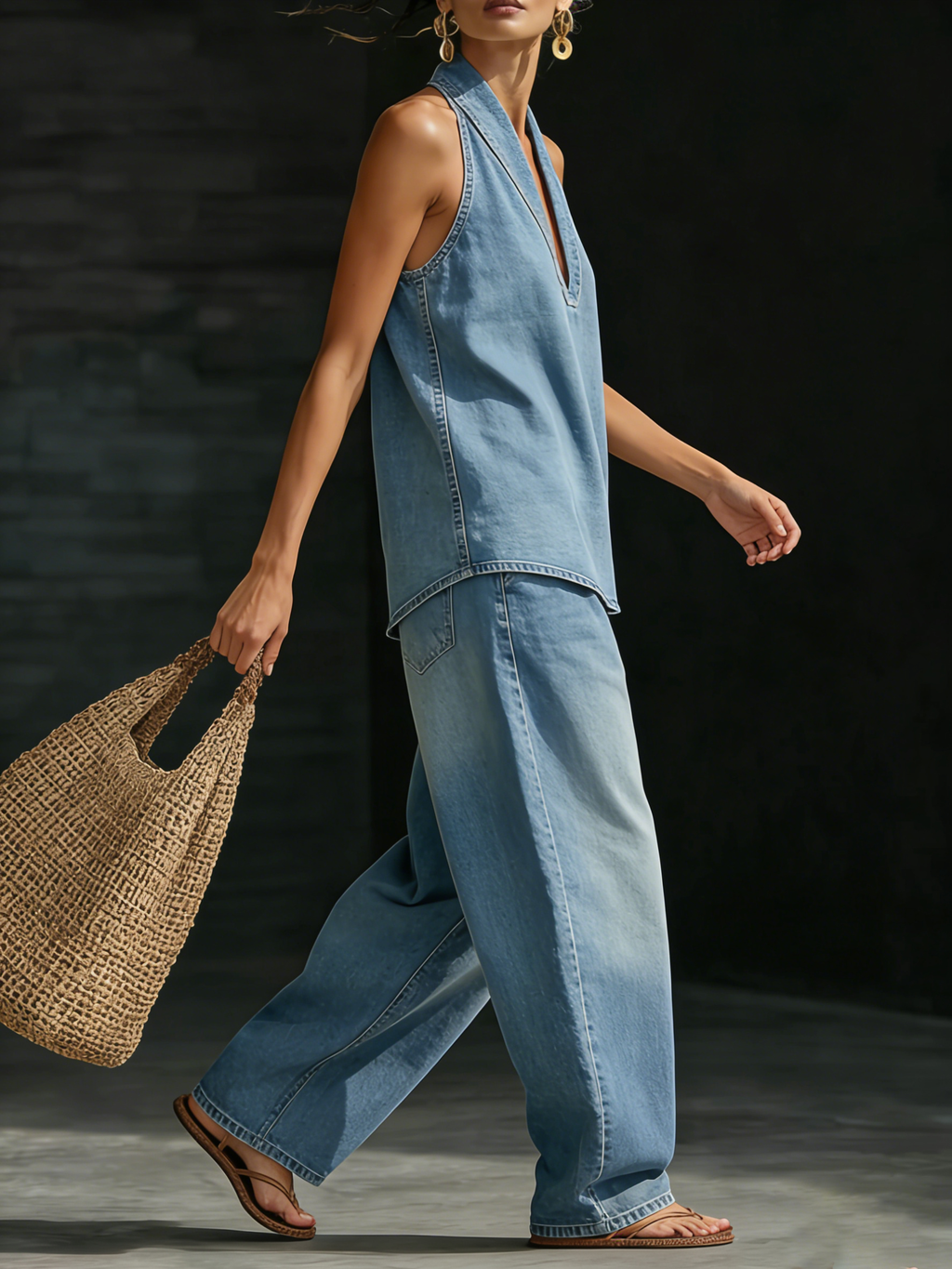 Mary™ | Bekväm Minimalistisk Denim Tvådelad Set