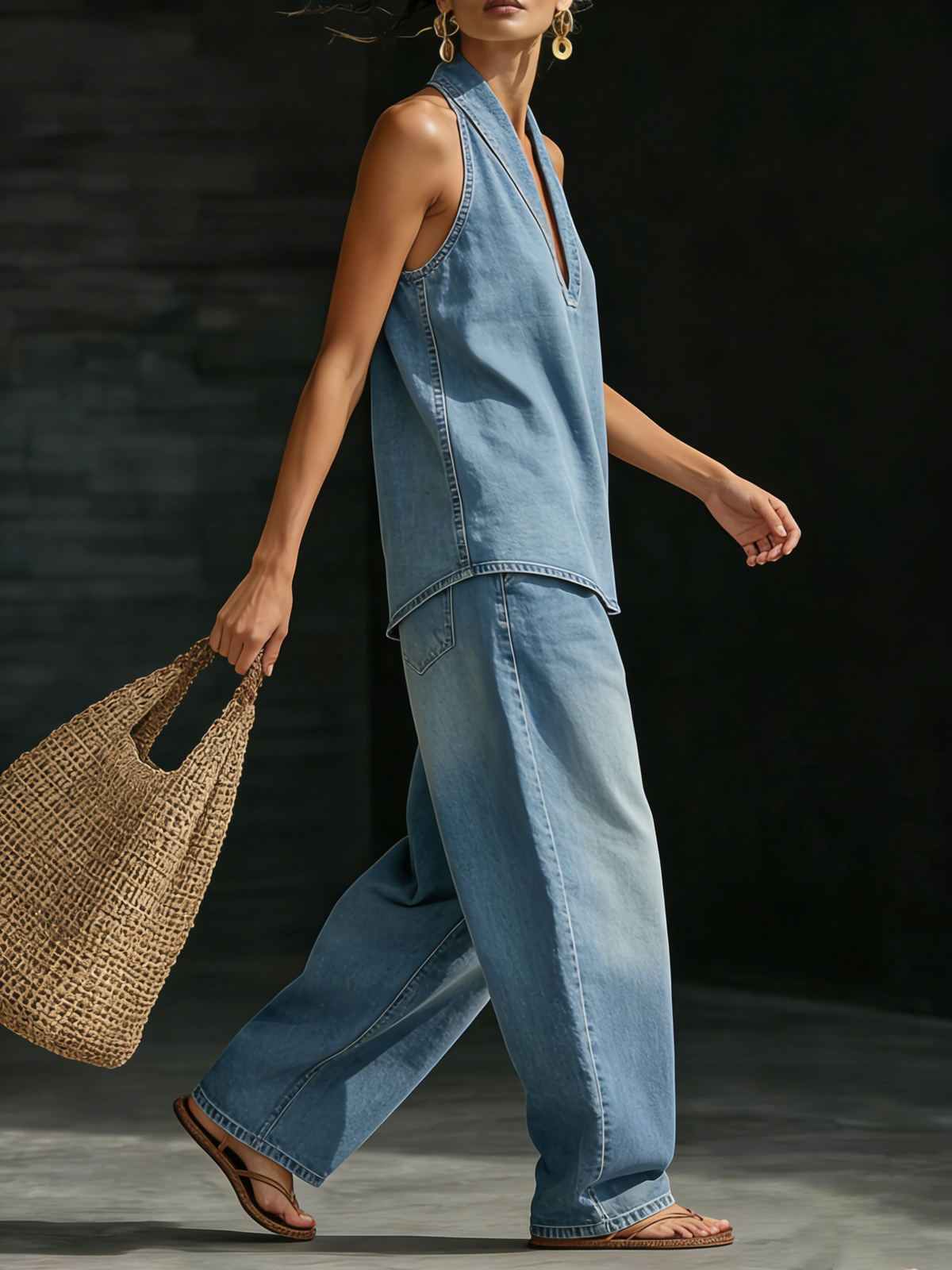 Mary™ | Bekväm Minimalistisk Denim Tvådelad Set