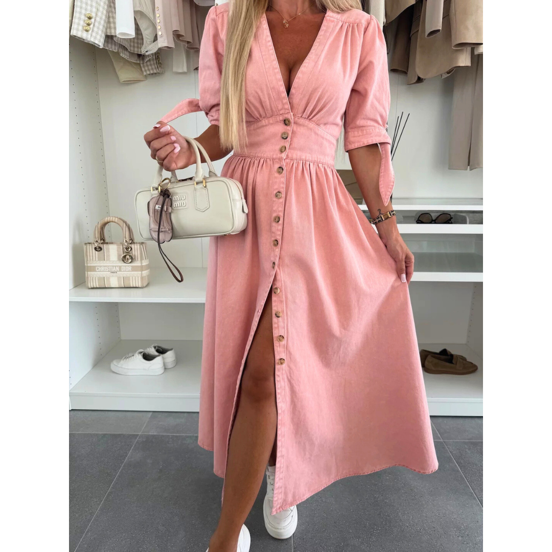 MAELLE™ – Elegant V-ringad Midiklänning