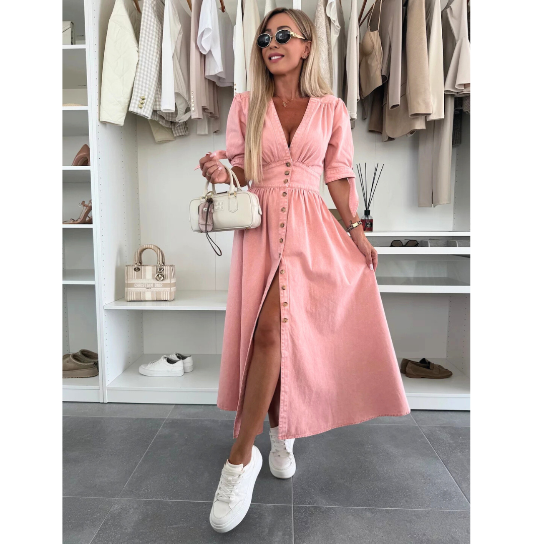 MAELLE™ – Elegant V-ringad Midiklänning