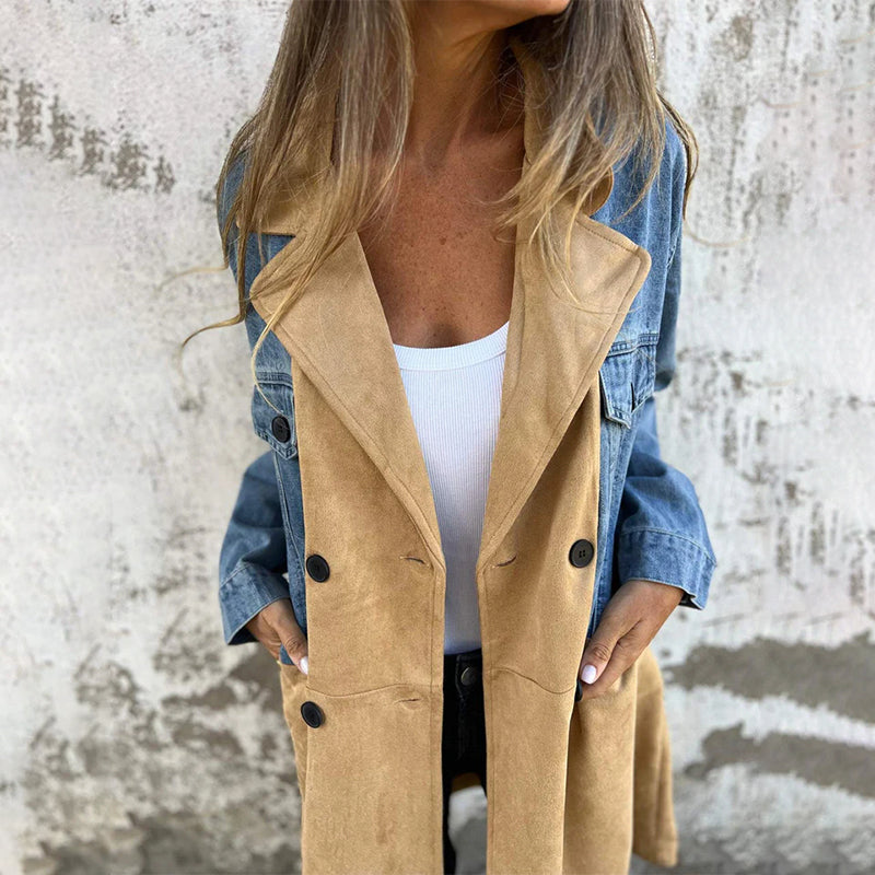 ELORA™ – Tvåfärgad jeanstrenchcoat