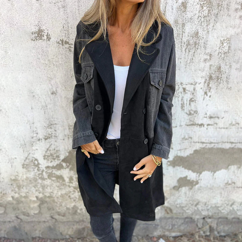 ELORA™ – Tvåfärgad jeanstrenchcoat