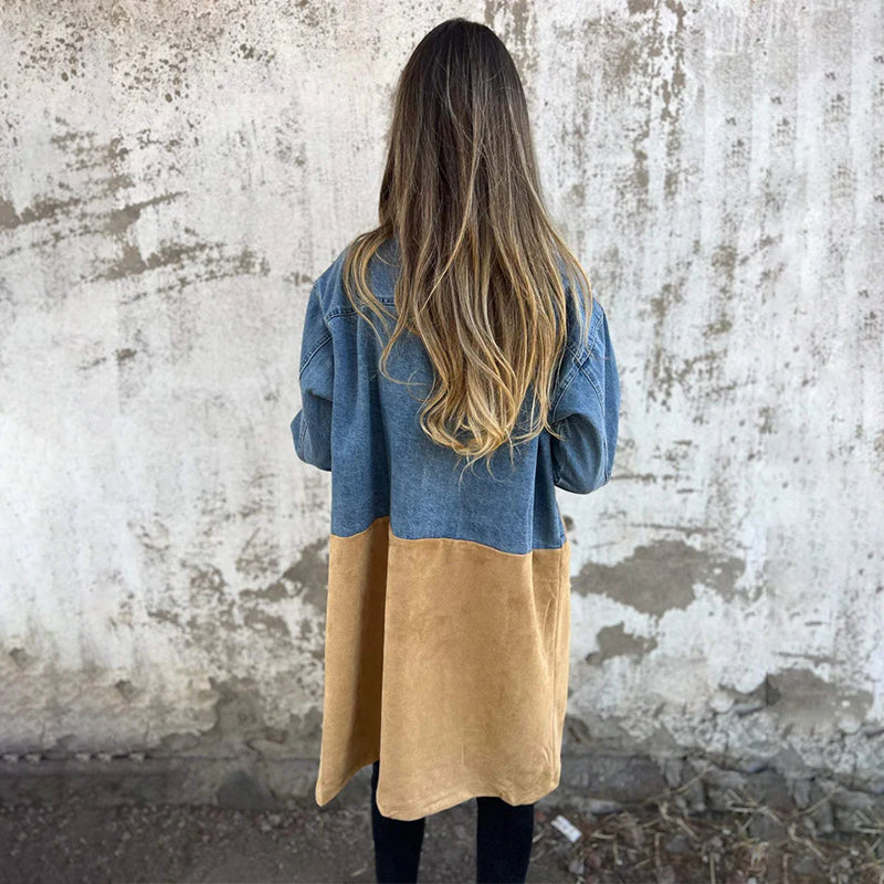 ELORA™ – Tvåfärgad jeanstrenchcoat