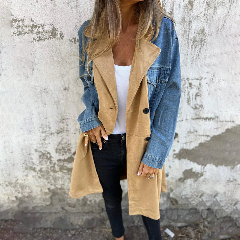 ELORA™ – Tvåfärgad jeanstrenchcoat