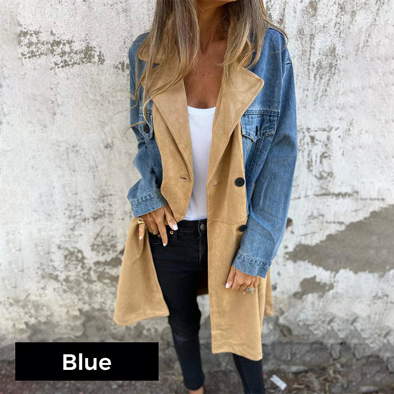 ELORA™ – Tvåfärgad jeanstrenchcoat