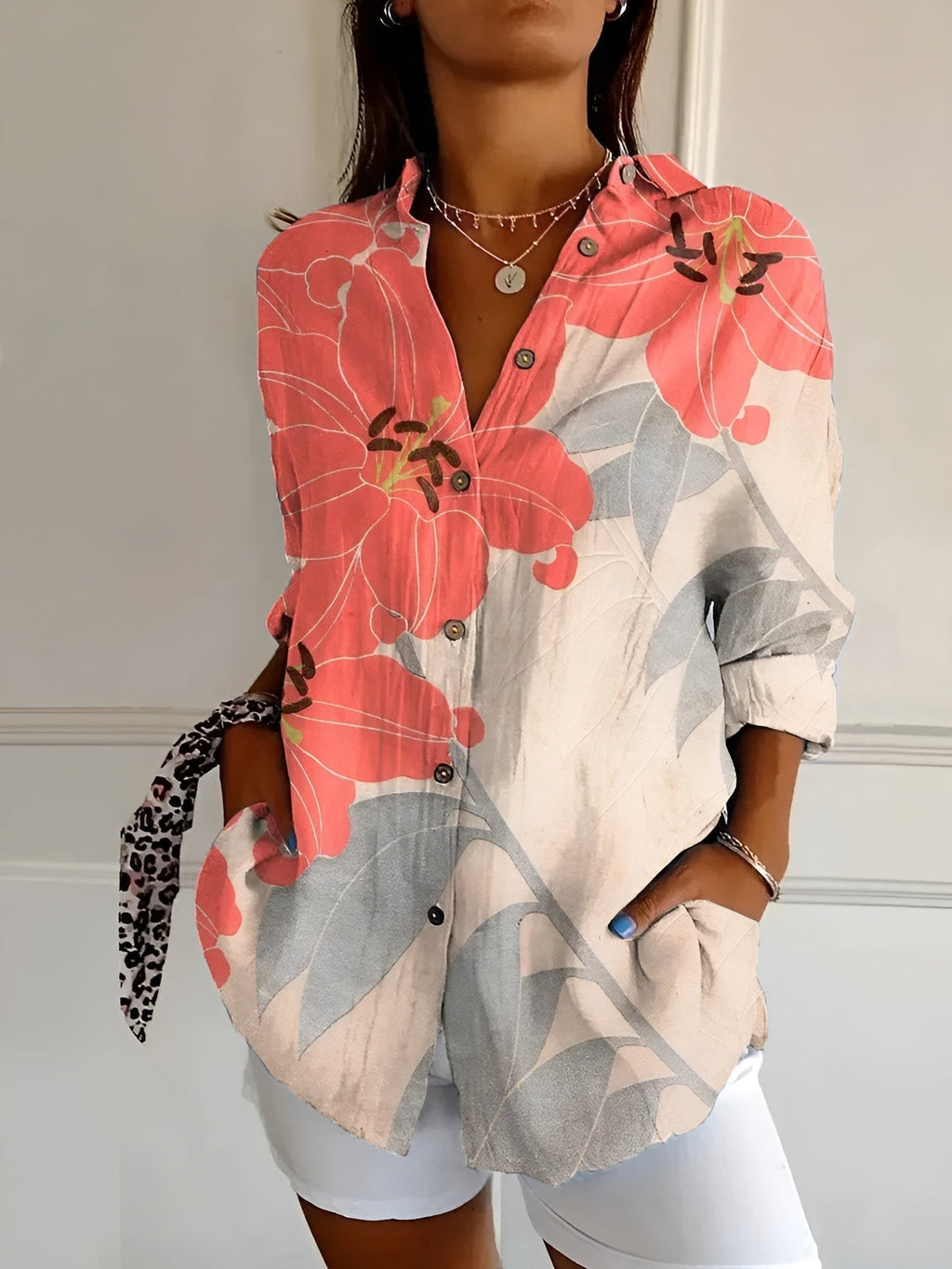 MELODIE™ – Elegant blommig skjorta med knappar