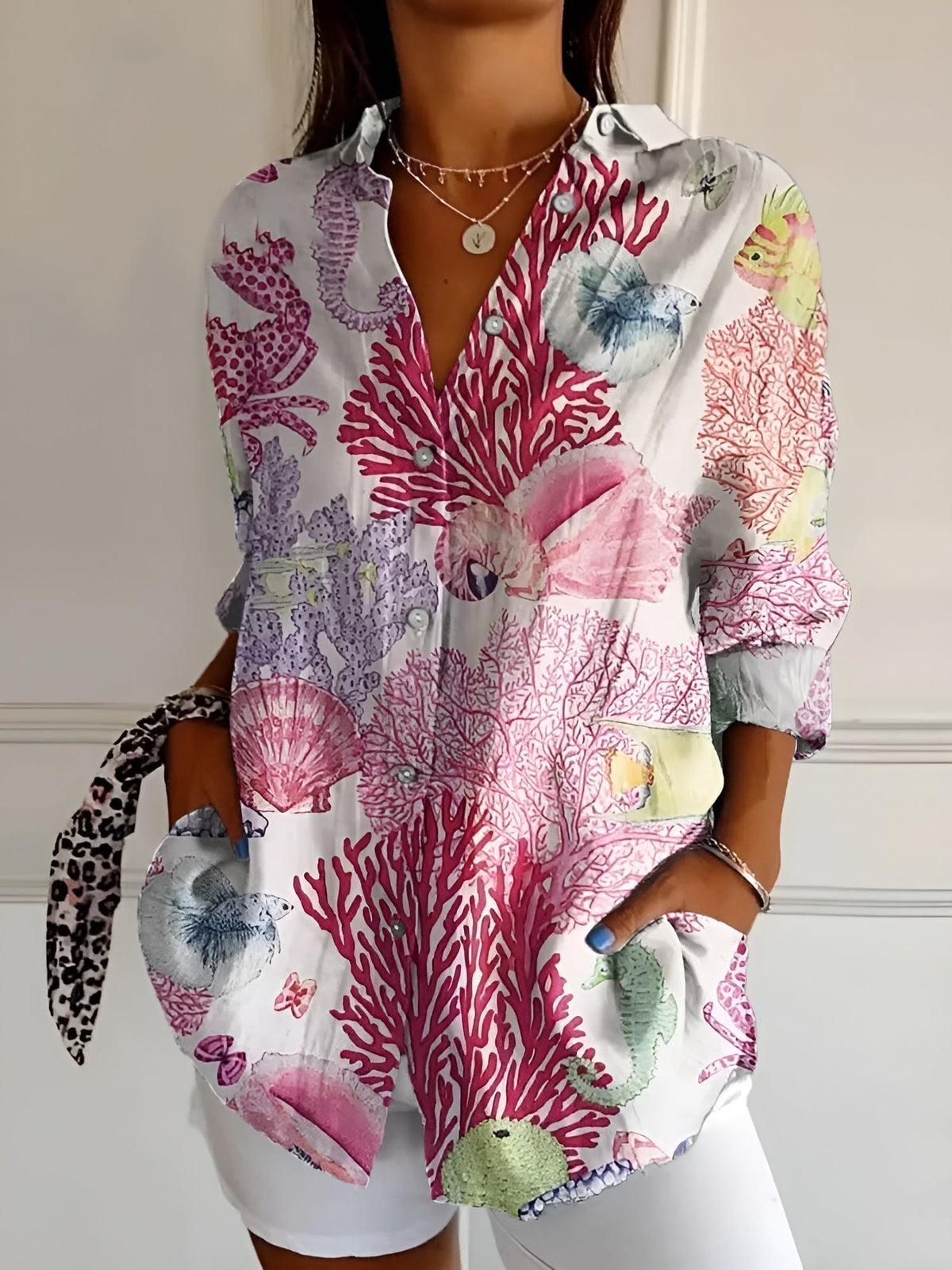 MELODIE™ – Elegant blommig skjorta med knappar