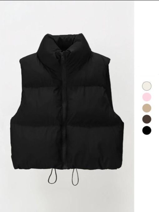 ZARA™ – Vardaglig croppad kappa med ståkrage och dragkedja för kallt väder