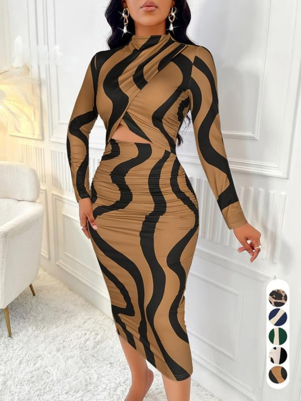 ARA™ - Flärgblock Cut-Out Bodyconklänning för Vår & Höst